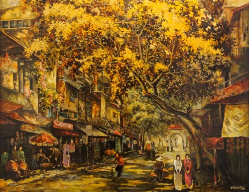 Ánh Vàng Nơi Góc Phố IV - Tranh Sơn Mài Của Họa Sĩ Giáp Văn Tuấn