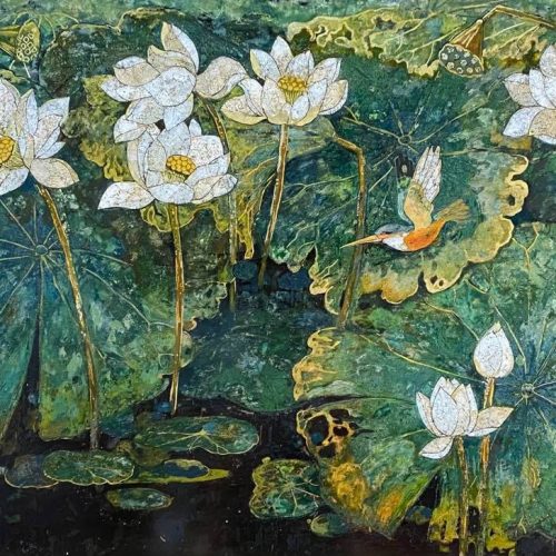 Bạch Liên 11 - Tranh Sơn Mài Hoa Sen Của Họa Sĩ Đỗ Khải