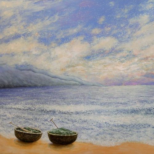 Bình Minh Trên Biển - Tranh Acrylic Của Họa Sĩ Nguyễn Lâm