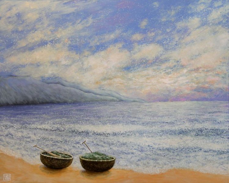 Bình Minh Trên Biển - Tranh Acrylic Của Họa Sĩ Nguyễn Lâm