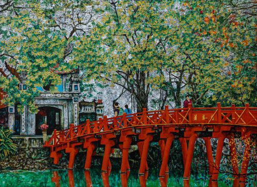 Cầu Thế Húc III - Tranh Sơn Mài của Họa Sĩ Nguyễn Văn Nghĩa