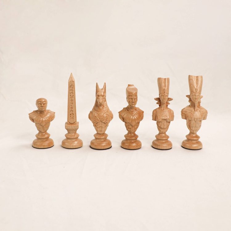 Cờ Vua Ai Cập – Gỗ Mun & Gỗ Thích, Bàn Cờ Da – Luxury Chess Set 4