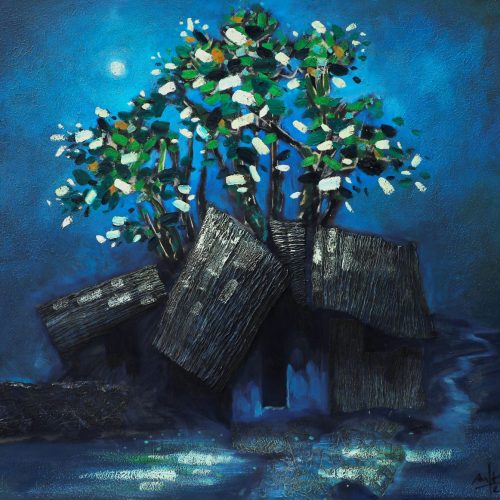 Đêm trăng xanh tranh sơn dầu họa sĩ Đậu Quang Anh