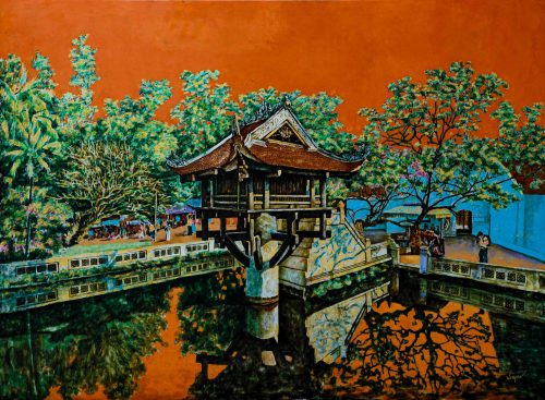 Diên Hựu Tự - Tranh Sơn Mài của Họa Sĩ Nguyễn Văn Nghĩa
