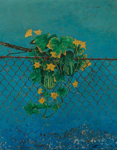 Giàn Mướp V - Tranh Sơn Mài của Họa Sĩ Nguyễn Văn Nghĩa