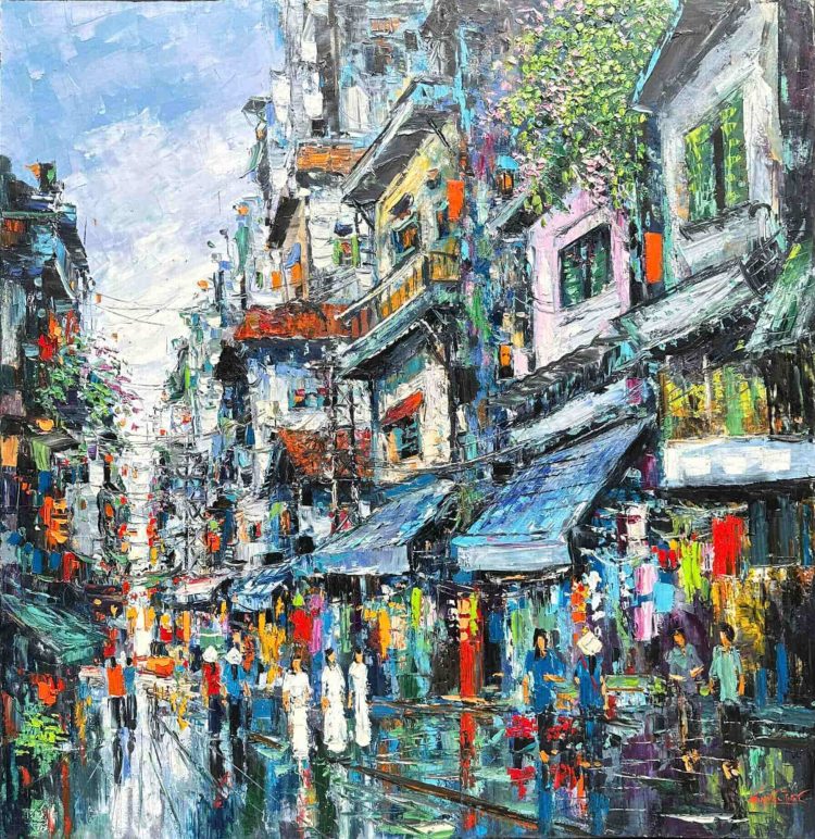 Phố Thu V - Tranh Sơn Dầu Của Họa Sĩ Giáp Văn Tuấn