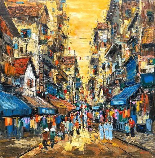 Phố Thu VI - Tranh Sơn Dầu Của Họa Sĩ Giáp Văn Tuấn