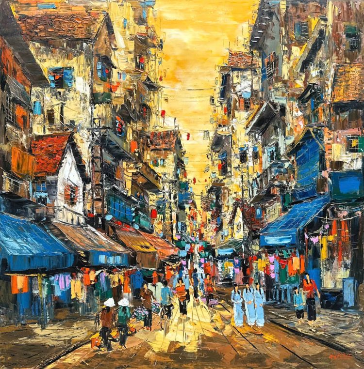 Phố Thu VI - Tranh Sơn Dầu Của Họa Sĩ Giáp Văn Tuấn
