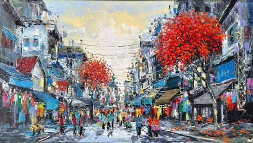 Phố Thu VII - Tranh Sơn Dầu Của Họa Sĩ Giáp Văn Tuấn