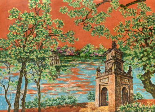 Hòa Phong Tháp Cổ - Tranh Sơn Mài Nghệ Thuật Của Họa Sĩ Nguyễn Văn Nghĩa