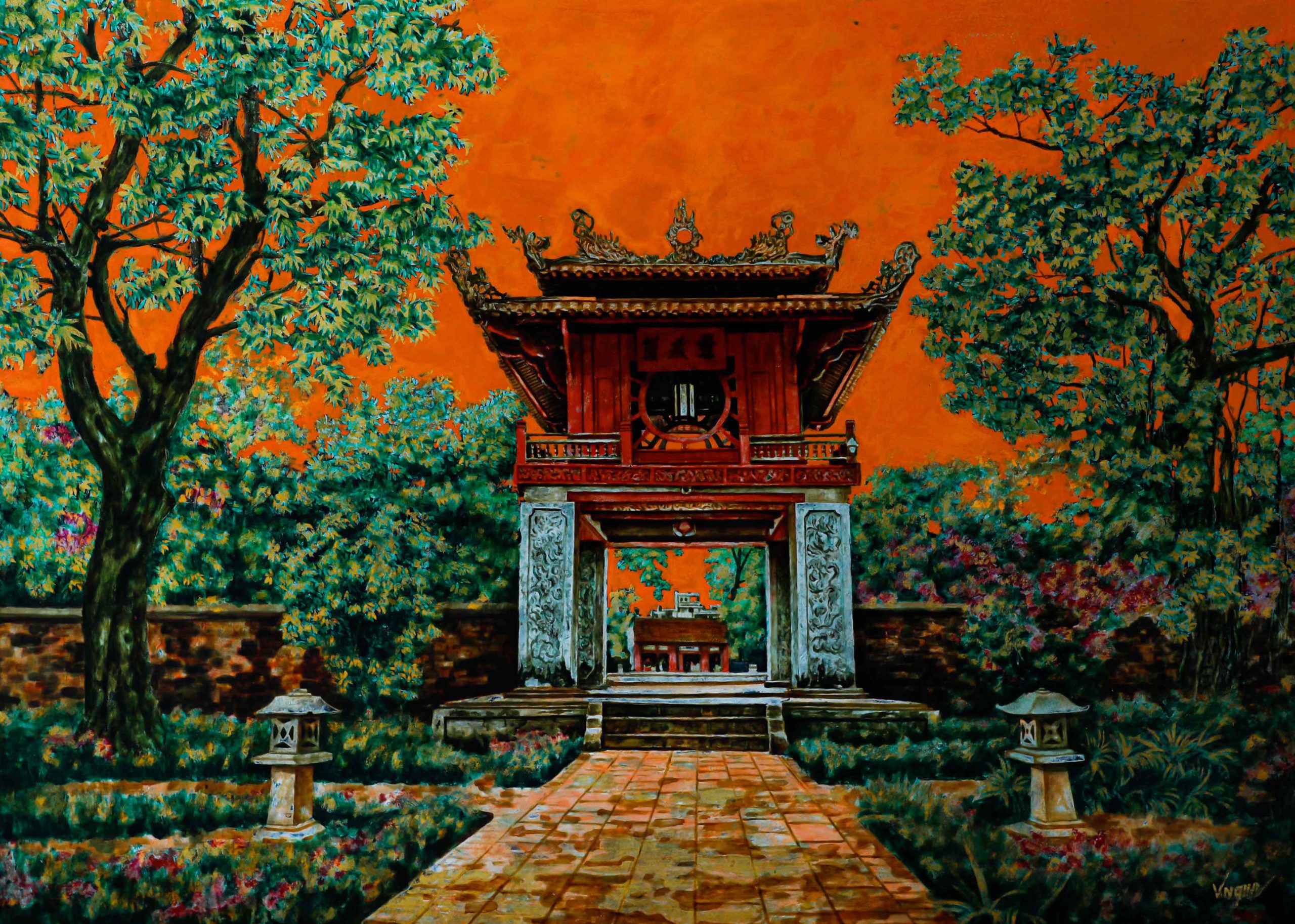 Khuê Văn Các II - Tranh Sơn Mài của Họa Sĩ Nguyễn Văn Nghĩa Khuê Văn Các II - Tranh Sơn Mài của Họa Sĩ Nguyễn Văn Nghĩa