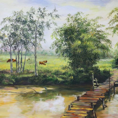 Ký ức quê tranh sơn dầu của họa sĩ Bùi Mạnh Tuấn