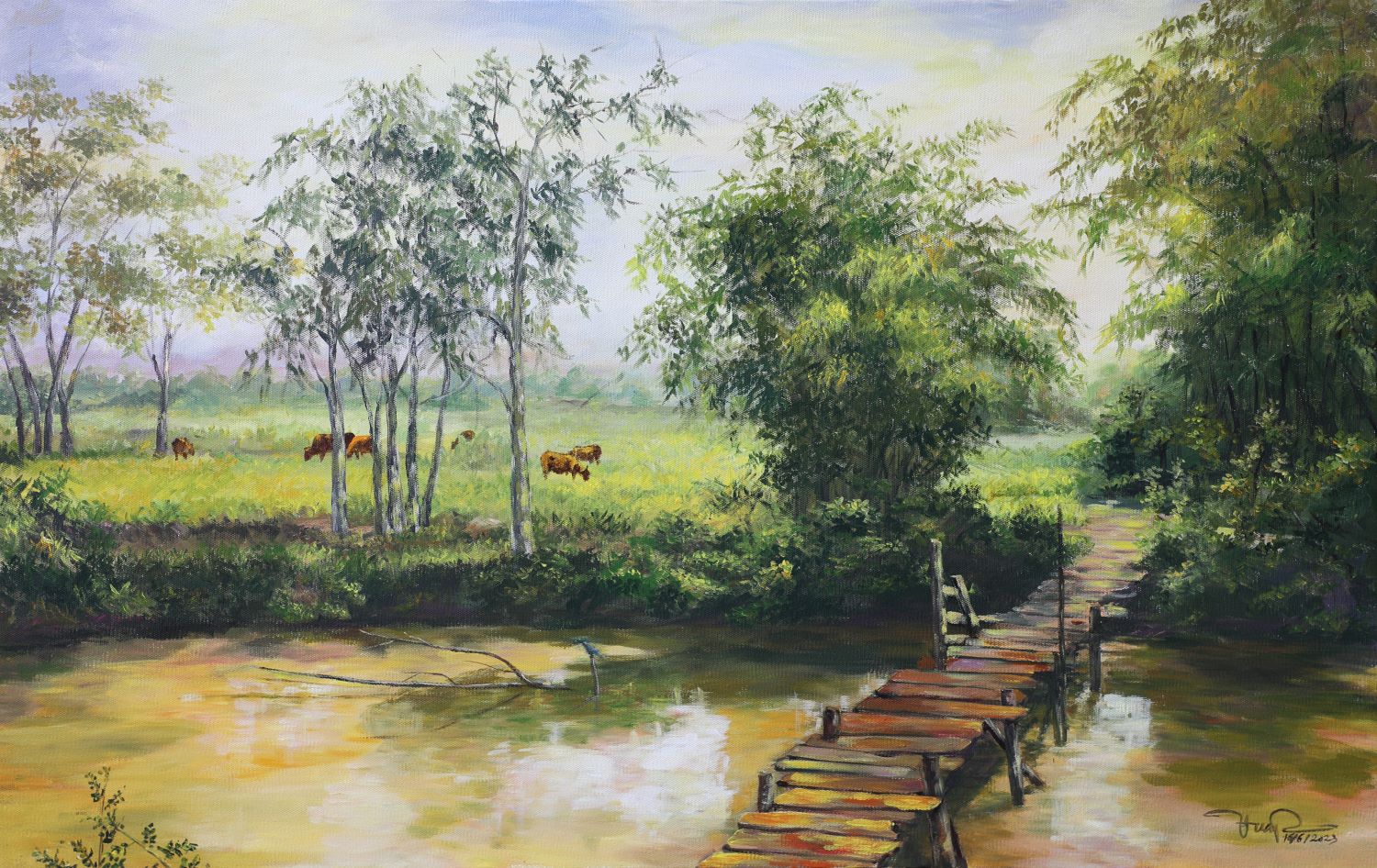 Ký ức quê tranh sơn dầu của họa sĩ Bùi Mạnh Tuấn