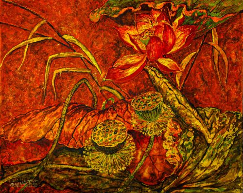 Liên Quả - Tranh Sơn Mài Họa Sĩ Giáp Văn Tuấn