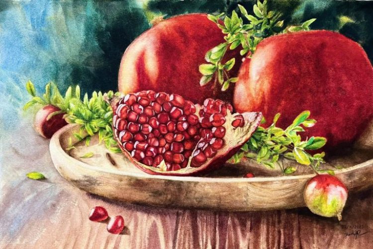 Lựu Quý Tử - Quà Tặng Tranh Nghệ Thuật Màu Nước Họa Sĩ Thanh Hà