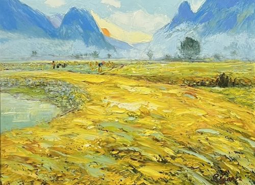 Mùa Gặt V - Quà Tặng Tranh Sơn Dầu của Họa Sĩ Đặng Đình Ngỡ