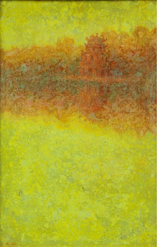 Mùa Thu Trên Mặt Hồ II - Tranh Sơn Mài Nghệ Thuật của Họa Sĩ Hoàng Hoàn