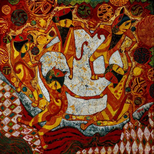 Múa Vui - Tranh Sơn Mài Của Họa Sĩ Ngô Bá Công