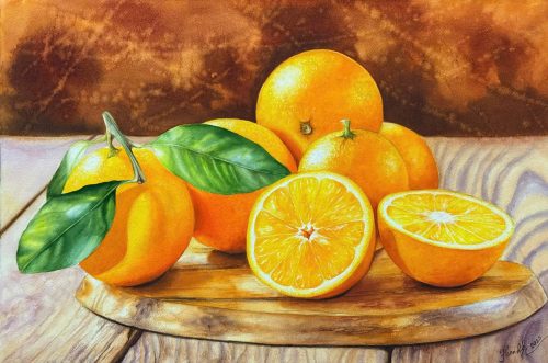 Mùa Cam - Quà Tặng Tranh Nghệ Thuật Màu Nước Họa Sĩ Thanh Hà
