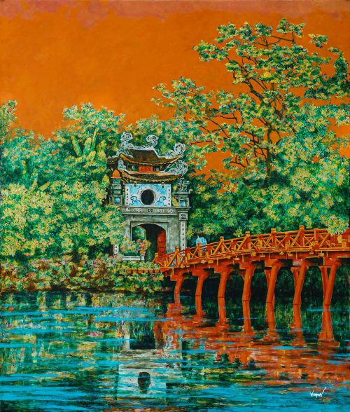 Ngọc Sơn Linh Tự - Tranh Sơn Mài của Họa Sĩ Nguyễn Văn Nghĩa