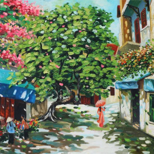 Phố vào Hạ II tranh sơn dầu họa sĩ Đậu Quang Anh