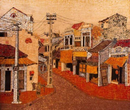 Phố Hà Nội Xưa - Tranh Sơn Mài Đẹp Của Hoạ Sĩ Lê Khánh Hiếu