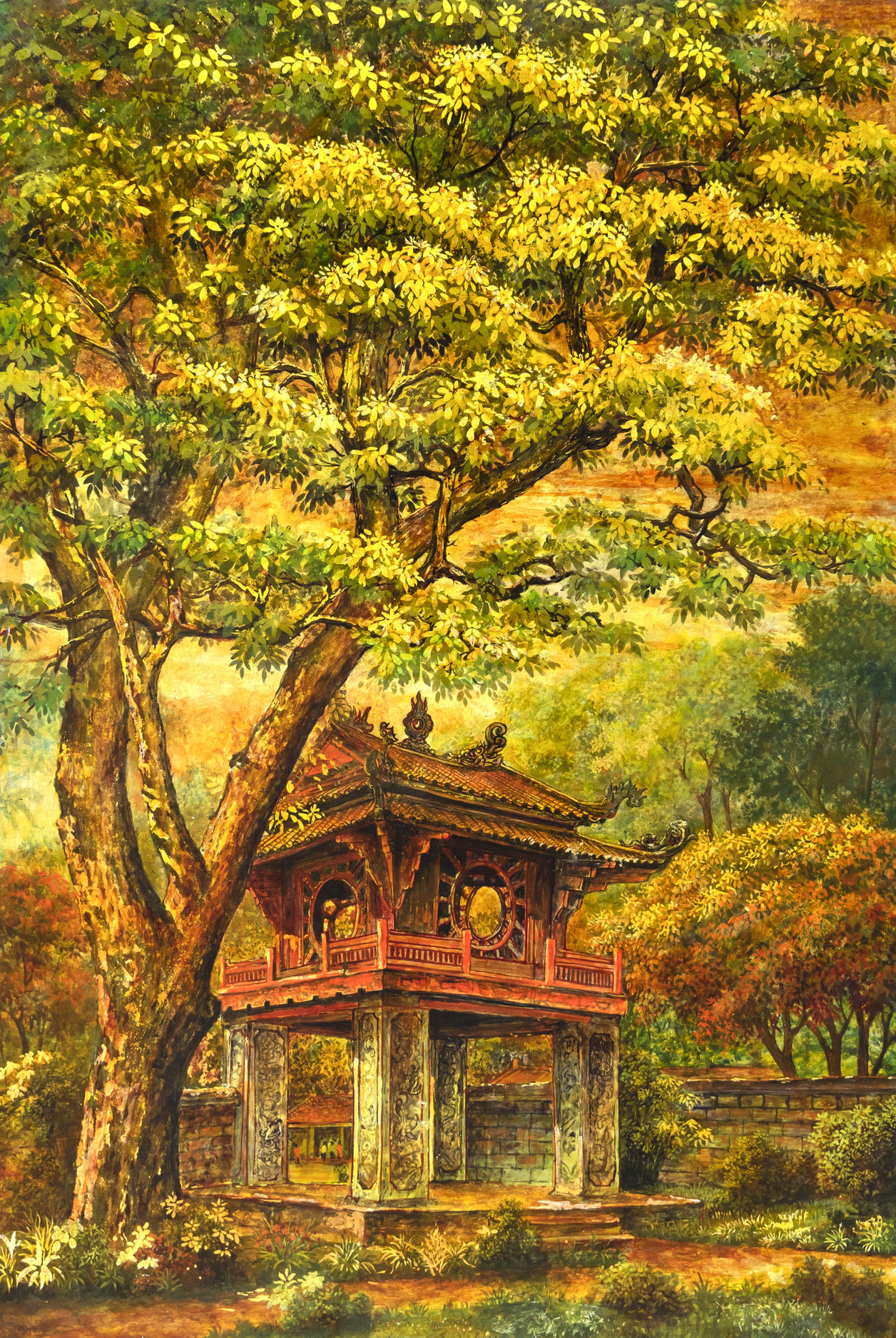 Sắc Thu Khuê Văn Các - Tranh Sơn Mài Nghệ Thuật Của Họa Sĩ Nguyễn Bách Triệu Sắc Thu Khuê Văn Các - Tranh Sơn Mài Nghệ Thuật Của Họa Sĩ Nguyễn Bách Triệu
