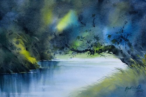 Suối Nhỏ - Quà Tặng Tranh Màu Nước Họa Sĩ