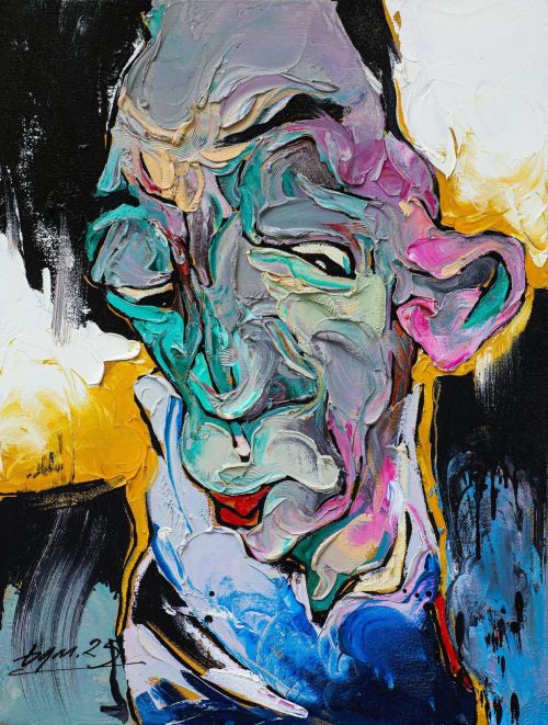 Trò Đời I - Tranh sơn dầu độc bản của Hoạ sĩ Lã Bá Quân