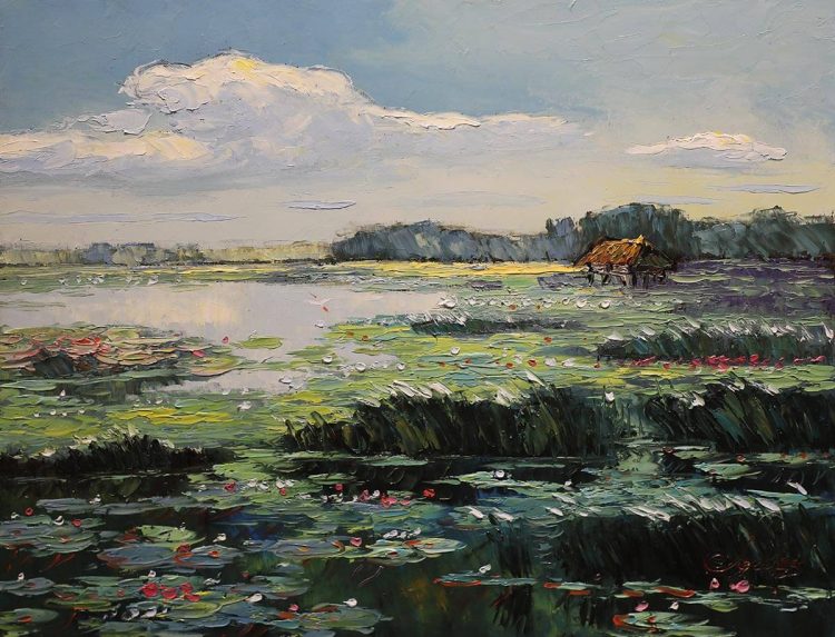 Chiều Buông - Quà Tặng Tranh Nghệ Thuật Họa Sĩ Đặng Đình Ngỡ