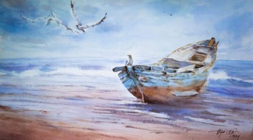 Đợi - Quà Tặng Tranh Màu Nước Họa Sĩ Của Hoạ Sĩ Đình Đức