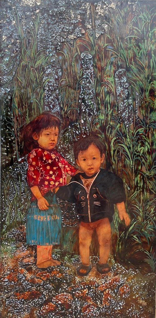 Hai Chị Em - Quà Tặng Tranh nghệ thuật sơn mài bởi họa sĩ Trịnh Quế Anh