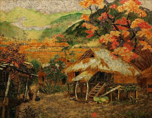 Mai châu mùa vàng - Tranh nghệ thuật sơn mài bởi họa sĩ Lê Khánh Hiếu