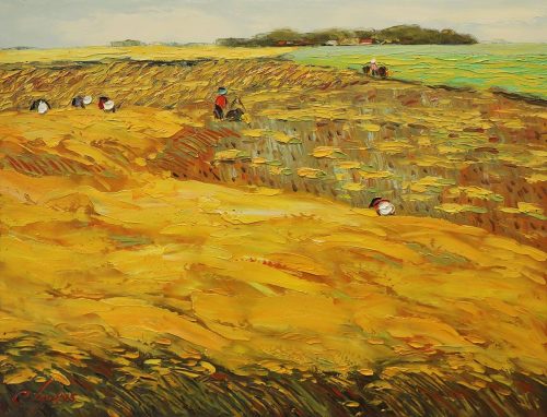Mùa Gặt VII - Quà Tặng Tranh Nghệ Thuật Họa Sĩ Đặng Đình Ngỡ