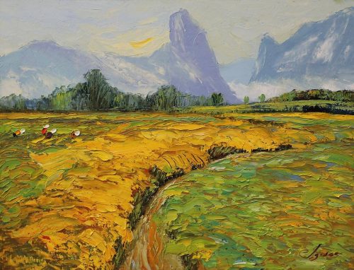 Mùa Gặt VIII - Quà Tặng Tranh Nghệ Thuật Họa Sĩ Đặng Đình Ngỡ
