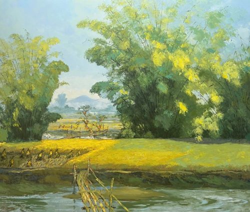 Mùa vàng 3 tranh nghệ thuật sơn dầu họa sĩ Đặng Đình Ngỡ
