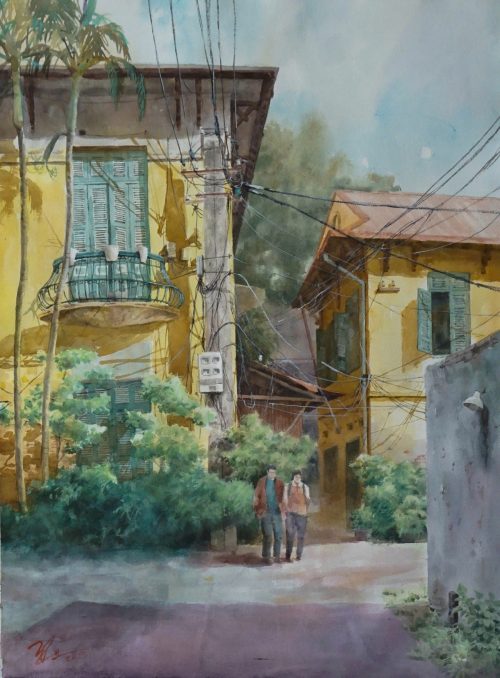 Qua Phố - Quà tặng tranh nghệ thuật màu nước bởi họa sĩ Đức Tiến
