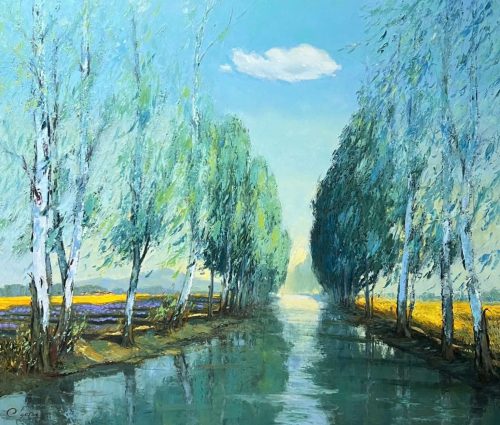 Soi Bóng II quà tặng tranh sơn dầu họa sĩ Đặng Đình Ngỡ