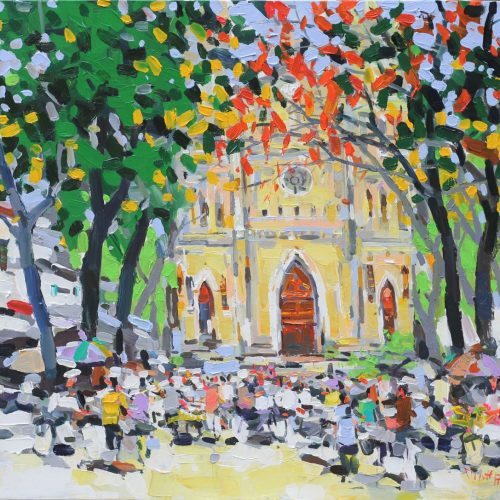 Chợ Xuân - Tranh Sơn Dầu Của Họa Sĩ Phạm Hoàng Minh